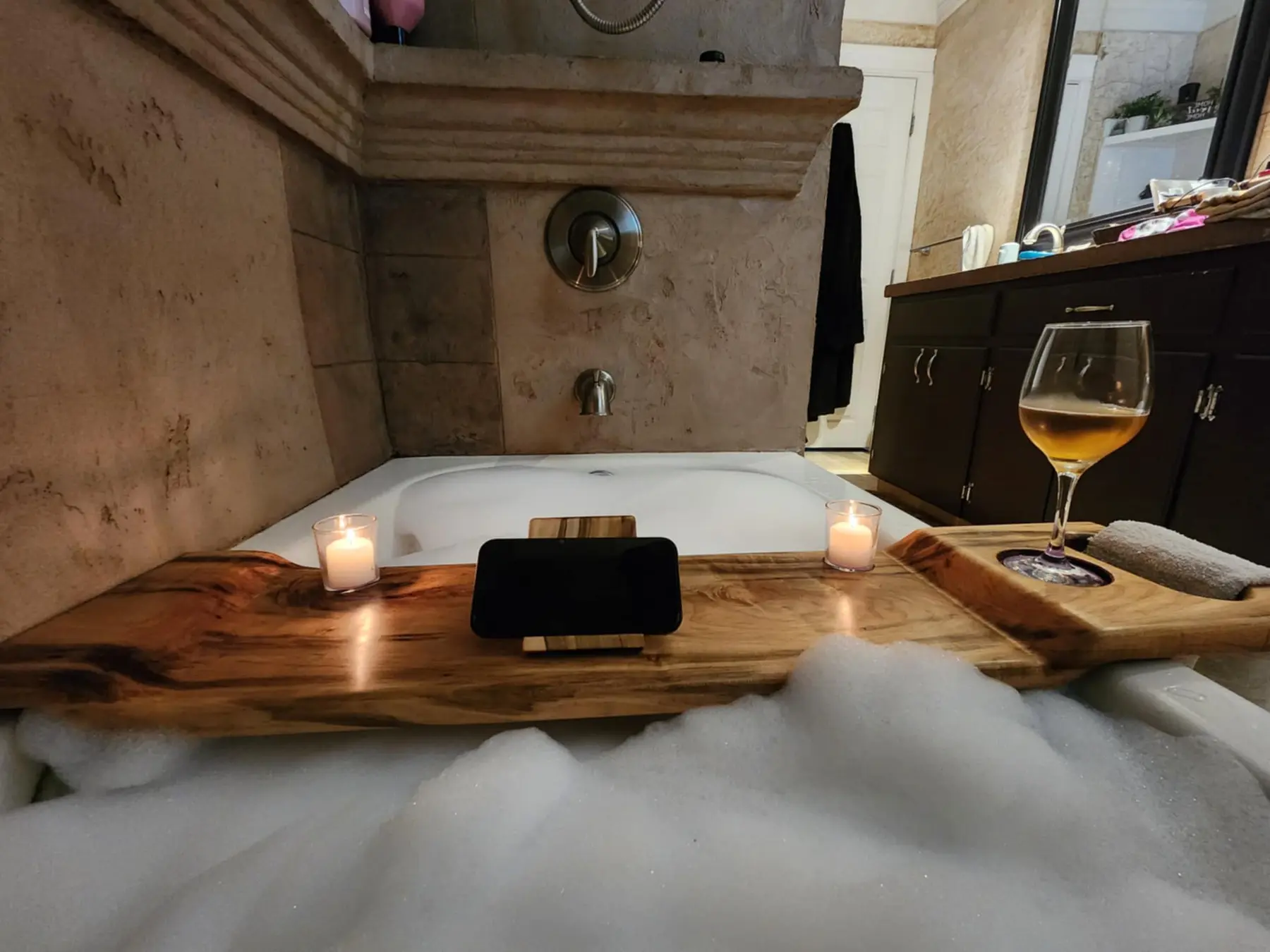 Violet Veins — Ambrosia Maple Bath Caddy detail 4