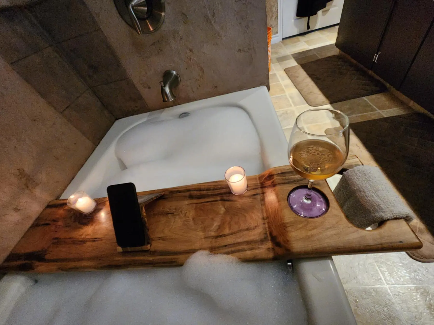 Violet Veins — Ambrosia Maple Bath Caddy detail 7
